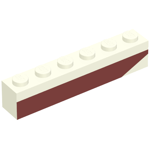 Brick 1 x 6 with Dark Red Bottom Stripe Inverted Slope Up at Right End Print - Set 611-2