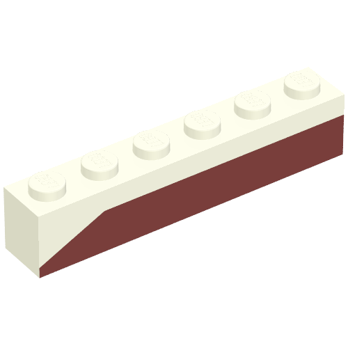 Brick 1 x 6 with Dark Red Bottom Stripe Slope Down at Left End Print - Set 611-2
