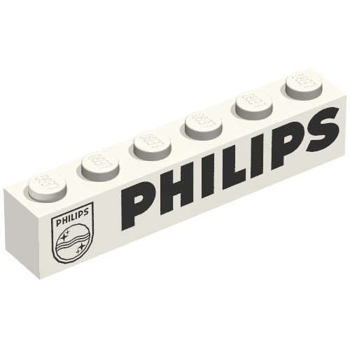 Brick 1 x 6 with 'PHILIPS' Print