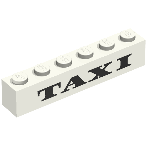 Brick 1 x 6 with 'TAXI' Thick Print