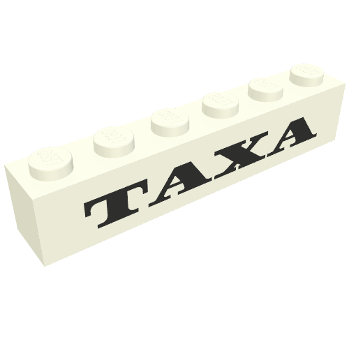 Brick 1 x 6 with 'TAXA' print