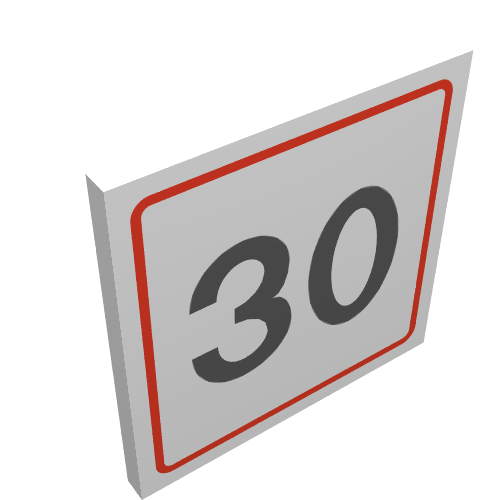 Road Sign Clip-on 2 x 2 Square with Speed Limit '30' Print
