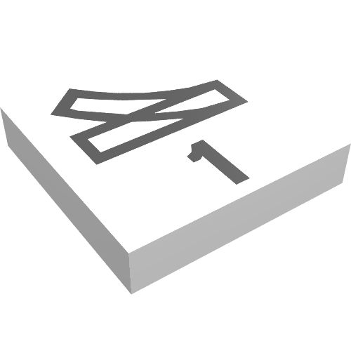 Tile 2 x 2 without Groove with Train Point Right, 1 Print