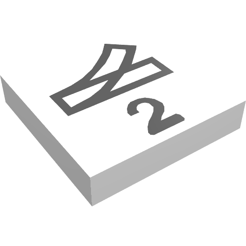 Tile 2 x 2 without Groove with Train Point Left, 2 Print