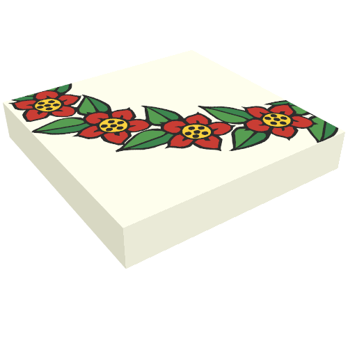 Tile 2 x 2 with Scala Flower Wreath Quarter Print