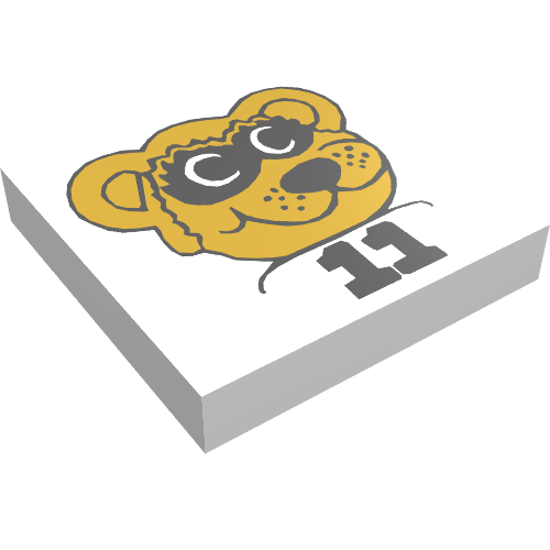 Tile 2 x 2 with Fabuland Raccoon Print