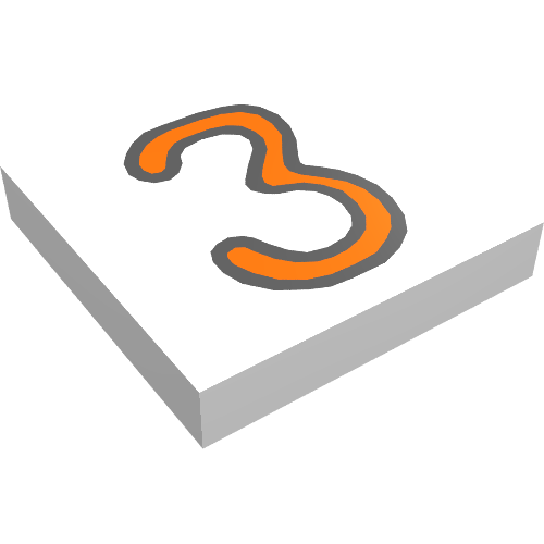 Tile 2 x 2 with Number 3 Fabuland Print