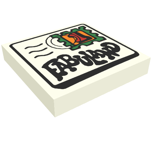 Tile 2 x 2 with Fabuland Mail Envelope, Text and '1' Stamp Print