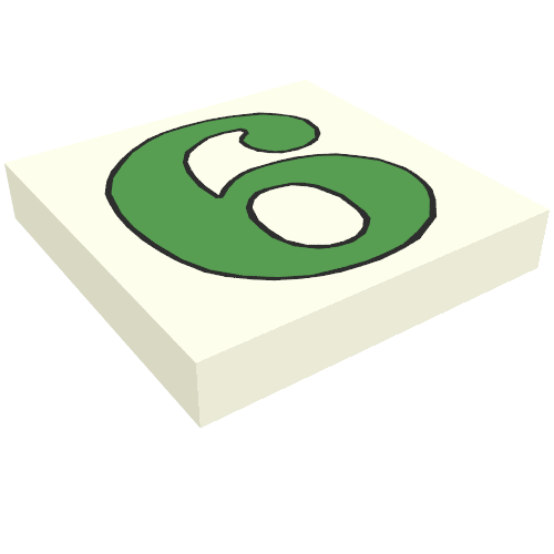 Tile 2 x 2 with Number 6 / 9 Green Print