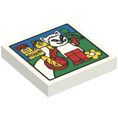 Tile 2 x 2 with Fabuland House and Cat Print