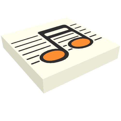 Tile 2 x 2 with Black / Orange Music Note Print