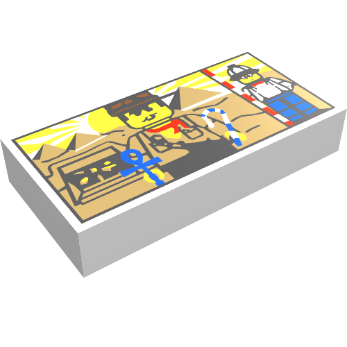Tile 1 x 2 with Minifig and Pyramids Print