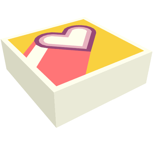 Tile 1 x 1 with Magenta/Bright Pink Heart, Coral Tail, Bright Light Orange Background print