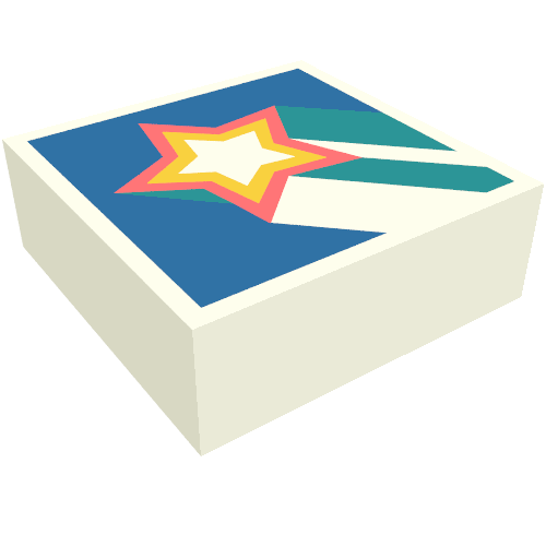 Tile 1 x 1 with Coral/Orange Shooting Star, Dark Turquoise Tail, Blue Background print