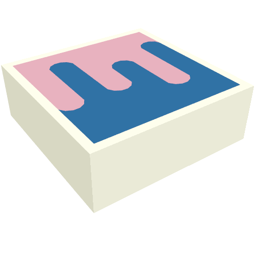Tile 1 x 1 with Blue/Bright Pink Shapes/Splatter print