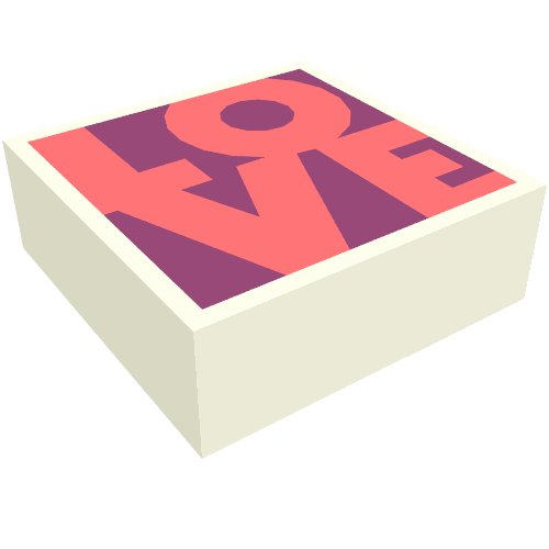 Tile 1 x 1 with Coral 'LOVE' on Magenta Background print