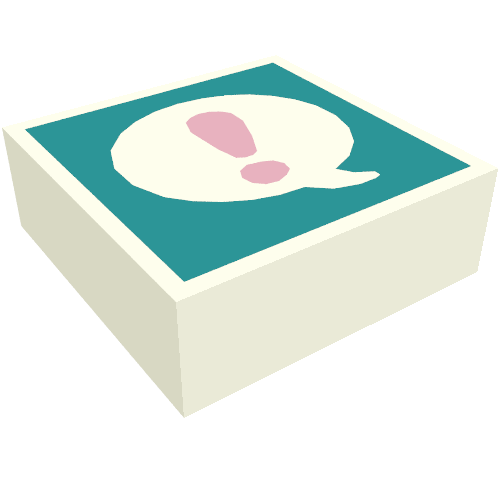 Tile 1 x 1 with Coral Exclamation Mark in White Bubble on Dark Turquoise Background print