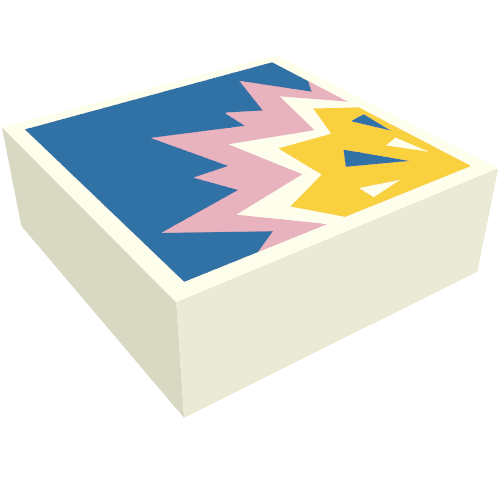 Tile 1 x 1 with Bright Pink/Bright Light Orange Explosion on Blue Background print