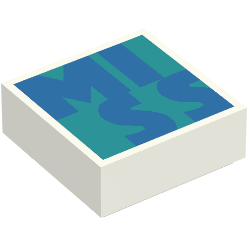 Tile 1 x 1 with blue 'MISS' on Dark Turquoise Background print