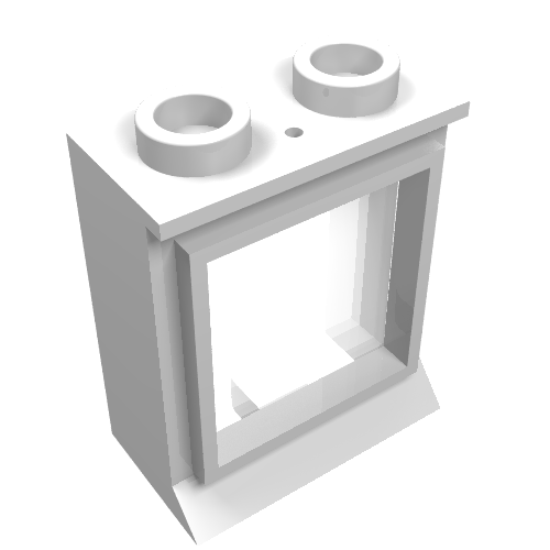 Window 1 x 2 x 2 Classic, Extended Lip, Hollow Studs [with Glass]