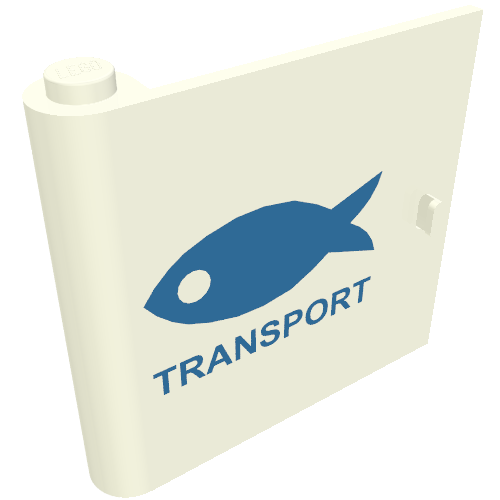 Door 1 x 5 x 4 Left with Blue Fish & TRANSPORT Print [375-3]