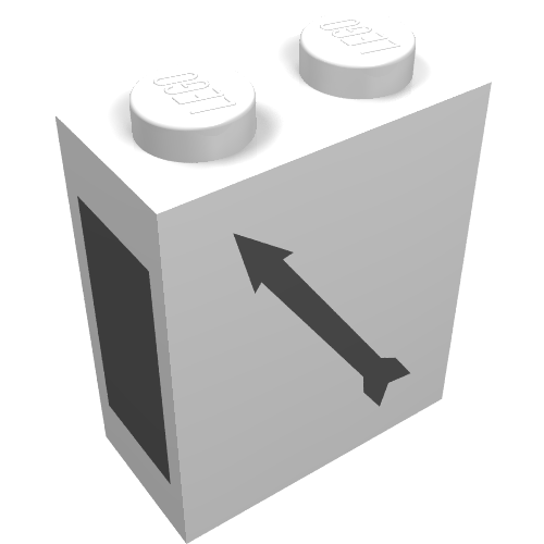 Brick 1 x 2 x 2 with Bottom Tube and Train Point Left Print