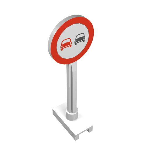 Road Sign Round with No Overtaking Print