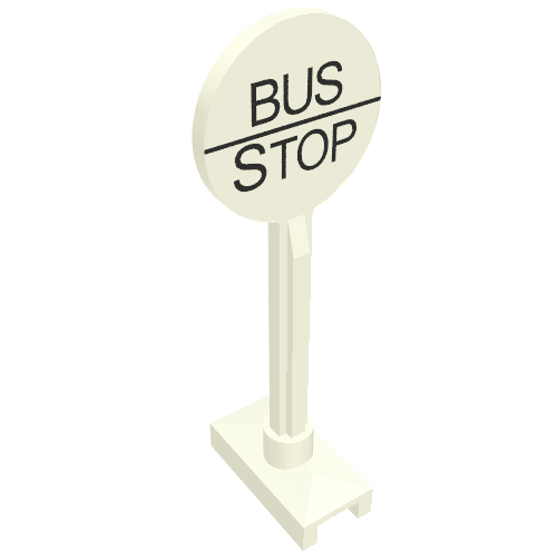 Road Sign Round with Bus Stop Print