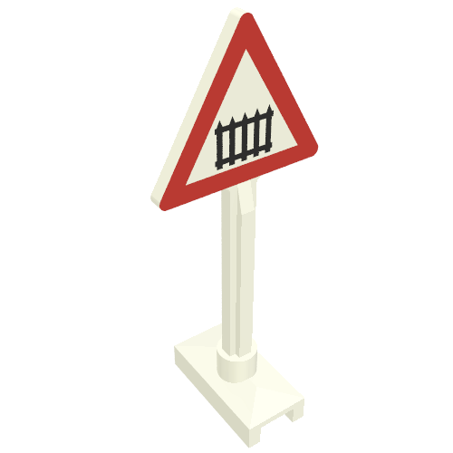 Road Sign Triangle with Level Crossing Print
