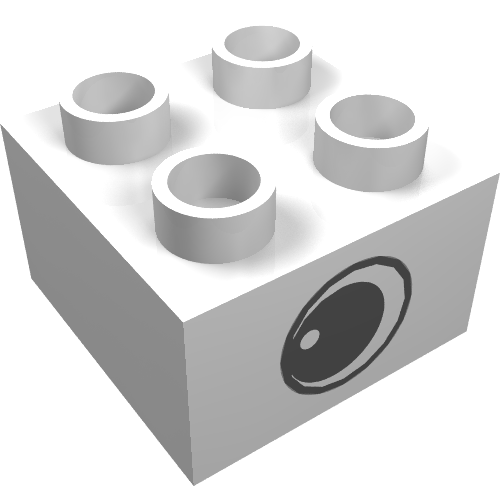 Duplo Brick 2 x 2 with Eye with White Spot Print, on Two Sides - Type 1