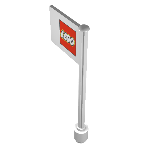 Flag on Flagpole, Straight with Red Small Lego Print