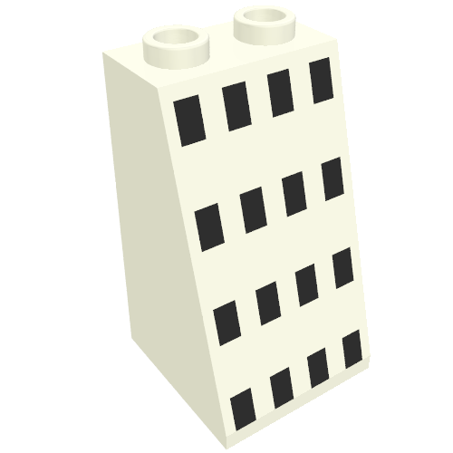 Slope 75° 2 x 2 x 3 [Hollow Studs] with Ferry Windows Black Print