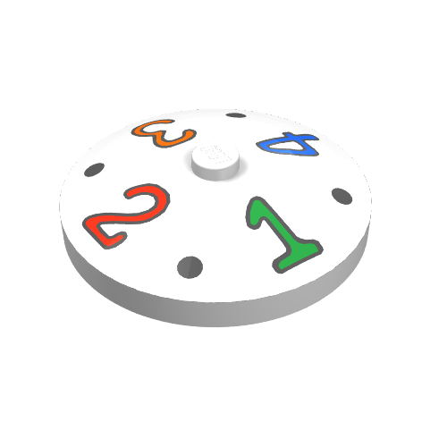 Dish 4 x 4 Inverted [Radar] with Fabuland Numbers - Green 1, Red 2, Orange 3, Blue 4 Print