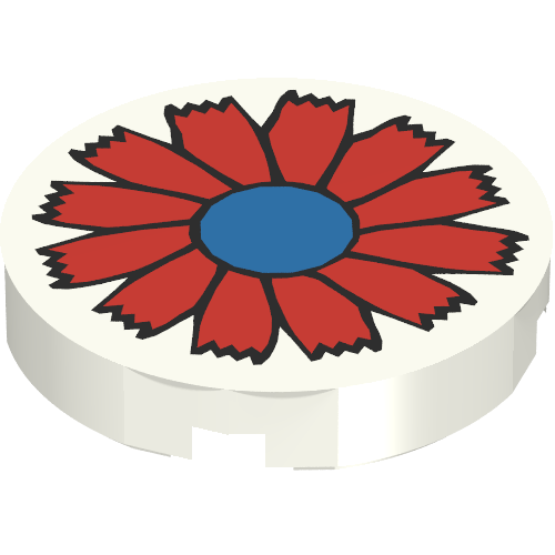 Tile Round 2 x 2 with Scala Red Flower and Blue Center Print