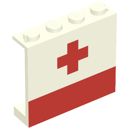 Panel 1 x 4 x 3 - Solid Studs with Red Cross and Stripe Print [6680 / 6691]