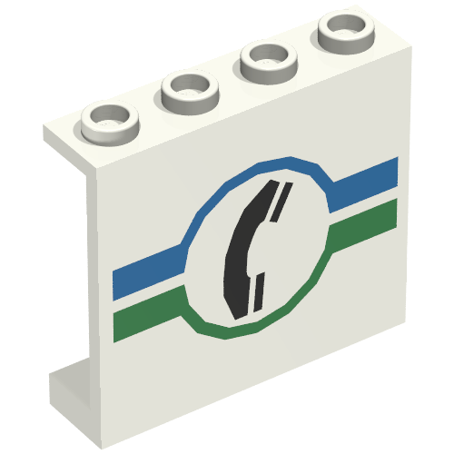 Panel 1 x 4 x 3 with Telephone in Blue/Green Circle Print