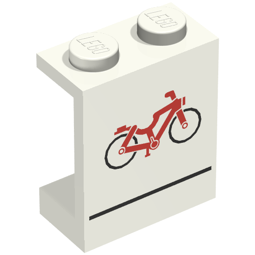 Panel 1 x 2 x 2 with Red Bicycle Print [6699]