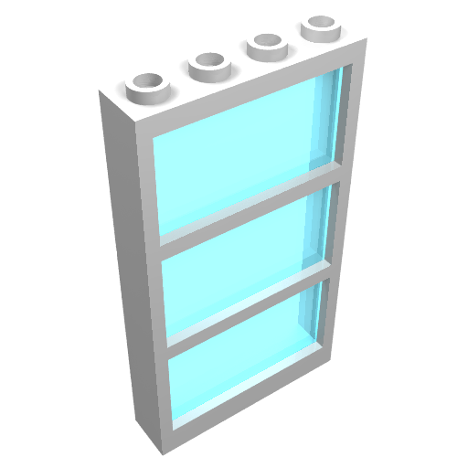 Window 1 x 4 x 6 Frame with 3 Panes, with Fixed Trans-Light Blue Glass