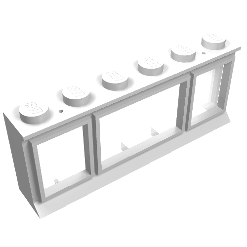 Window 1 x 6 x 2 (old type) with Extended Lip and Solid Studs, with Fixed Glass