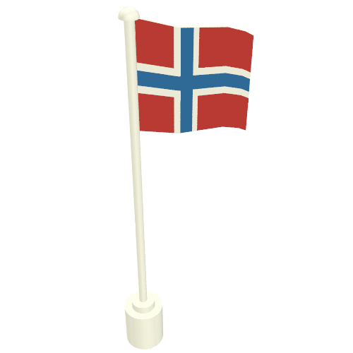Flag on Flagpole with Norway Print