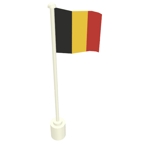 Flag on Flagpole with Belgium Print