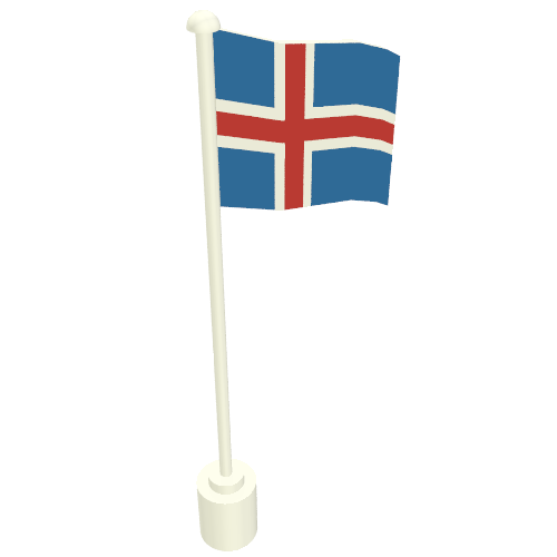 Flag on Flagpole with Iceland Print