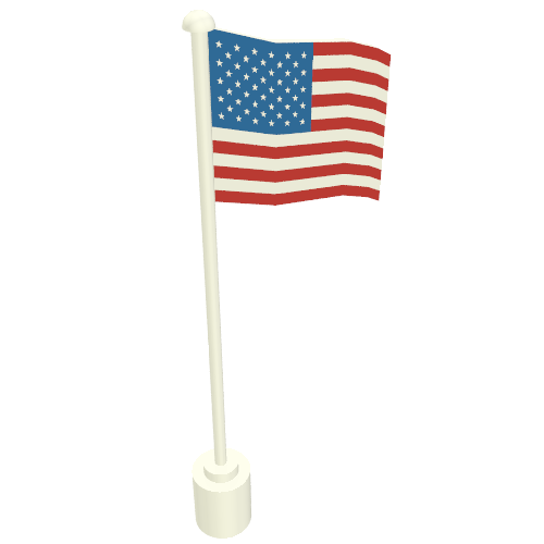 Flag on Flagpole with United States (48 stars) Print