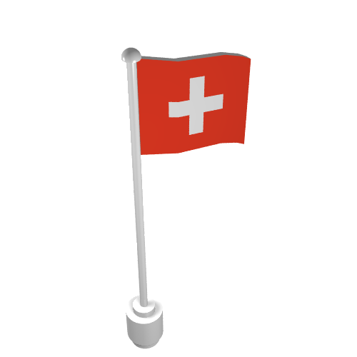 Flag on Flagpole, Wave with Switzerland Print