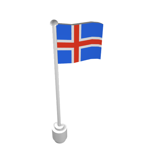 Flag on Flagpole, Wave with Iceland Print