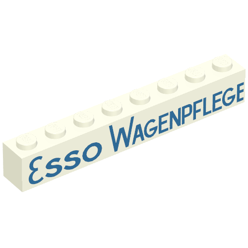 Brick 1 x 8 with 'ESSO WAGENPFLEGE' Blue Print
