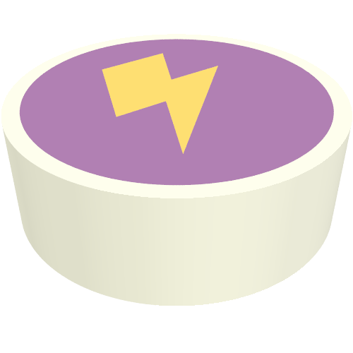 Tile Round 1 x 1 with Yellow Lightning on Lavender Background print
