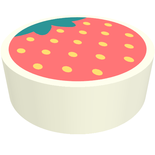 Tile Round 1 x 1 with Strawberry print