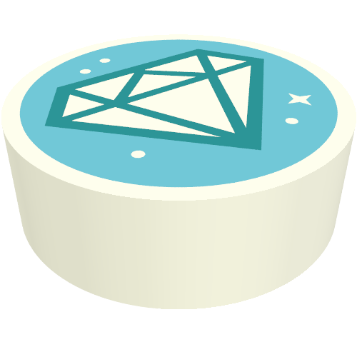 Tile Round 1 x 1 with Diamond on Medium Azure Background print