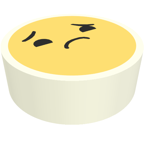 Tile Round 1 x 1 with Smiley Face, Frown/Sad print